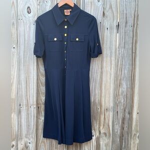 TORY BURCH- Navy Blue Button Down Short Sleeve Dress